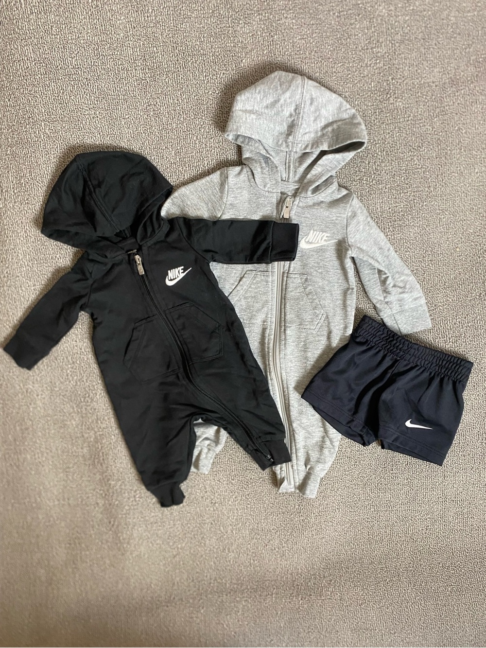 Nike Baby Bundle 2 Hooded Jumpsuits and Shorts- Newborn and 0-3 Months